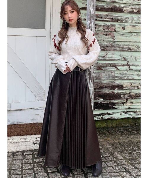 RESEXXY（リゼクシー）の「レザープリーツ切替スカート（スカート・レディース・ブラック/ブラウン/アイボリー・FREE）」の5枚目の写真