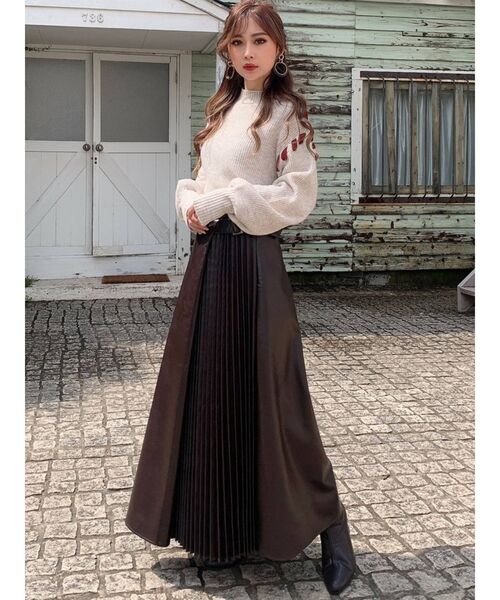 RESEXXY（リゼクシー）の「レザープリーツ切替スカート（スカート・レディース・ブラック/ブラウン/アイボリー・FREE）」の6枚目の写真