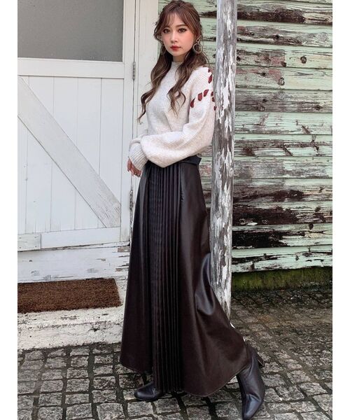 RESEXXY（リゼクシー）の「レザープリーツ切替スカート（スカート・レディース・ブラック/ブラウン/アイボリー・FREE）」の7枚目の写真