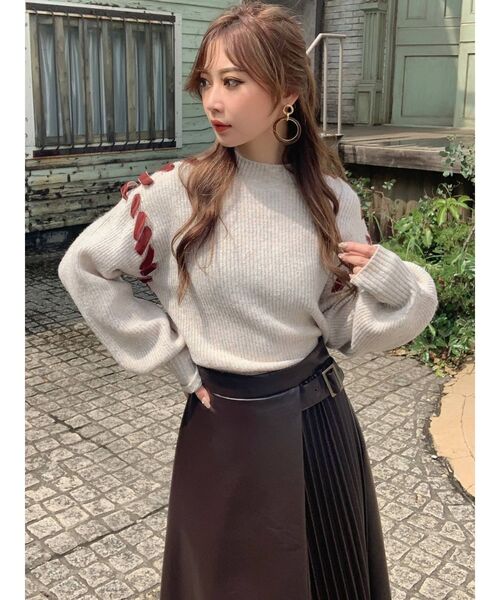 RESEXXY（リゼクシー）の「レザープリーツ切替スカート（スカート・レディース・ブラック/ブラウン/アイボリー・FREE）」の9枚目の写真