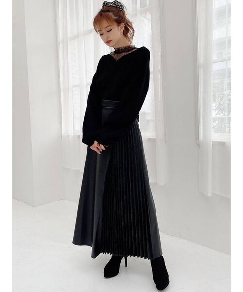 RESEXXY（リゼクシー）の「レザープリーツ切替スカート（スカート・レディース・ブラック/ブラウン/アイボリー・FREE）」の11枚目の写真