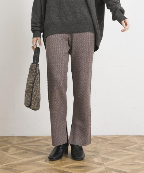 UR Lab.（アーバンリサーチラボ）の「ケーブルニットパンツ（その他パンツ・レディース・チャコールグレー/ベージュ・FREE）」の2枚目の写真