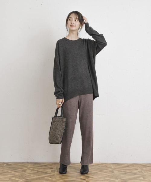 UR Lab.（アーバンリサーチラボ）の「ケーブルニットパンツ（その他パンツ・レディース・チャコールグレー/ベージュ・FREE）」の6枚目の写真