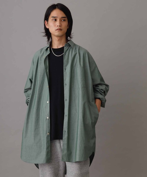 ADAM ET ROPE'(アダムエロペ)の「フロントタック コットンブロード シャツチュニック(シャツ/ブラウス・メンズ・オフホワイト/チャコールグレー/グリーン・M/L)」の3枚目の写真