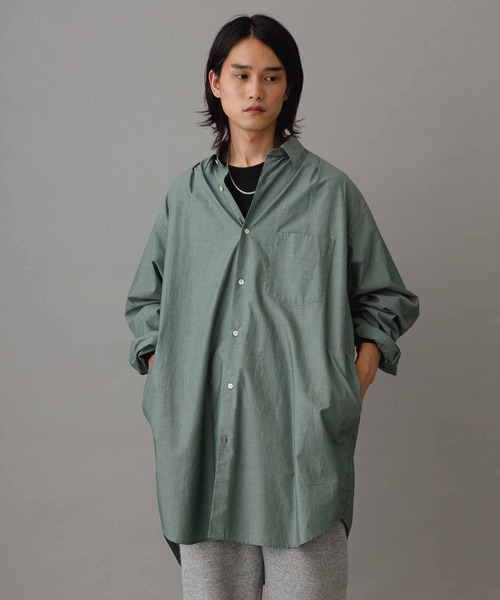 ADAM ET ROPE'(アダムエロペ)の「フロントタック コットンブロード シャツチュニック(シャツ/ブラウス・メンズ・オフホワイト/チャコールグレー/グリーン・M/L)」の12枚目の写真