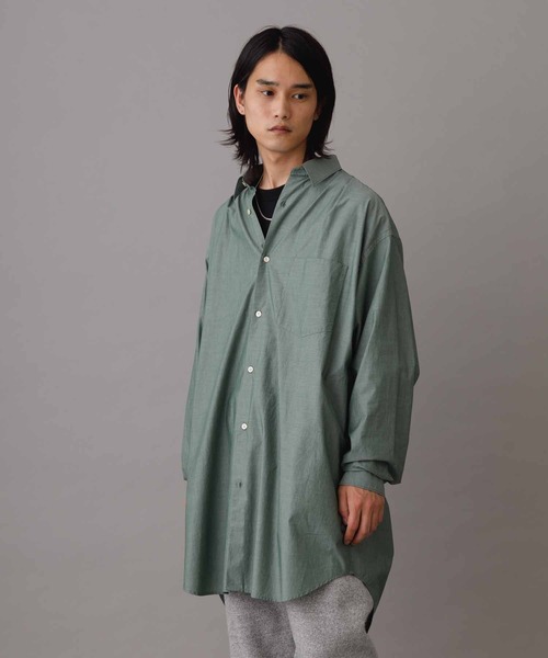 ADAM ET ROPE'(アダムエロペ)の「フロントタック コットンブロード シャツチュニック(シャツ/ブラウス・メンズ・オフホワイト/チャコールグレー/グリーン・M/L)」の18枚目の写真