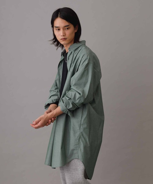 ADAM ET ROPE'(アダムエロペ)の「フロントタック コットンブロード シャツチュニック(シャツ/ブラウス・メンズ・オフホワイト/チャコールグレー/グリーン・M/L)」の8枚目の写真