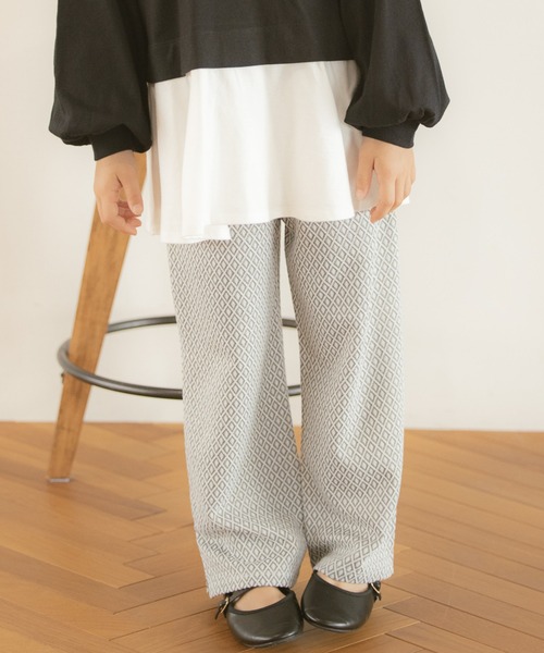 GLOBAL WORK（グローバルワーク）の「【キッズ】カットジャガードパンツ/229101（その他パンツ・キッズ・ホワイト/ブラック・160cm/120cm/150cm/140cm/130cm/100cm/110cm）」の2枚目の写真