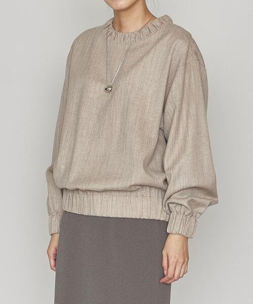 ASTRAET(アストラット)の「<ASTRAET(アストラット)>W/N フラノ クルーネック ブラウス(シャツ/ブラウス・レディース・ダークブラウン/ベージュ・FREE)」の1枚目の写真