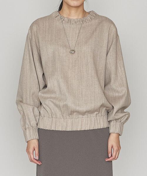 ASTRAET(アストラット)の「<ASTRAET(アストラット)>W/N フラノ クルーネック ブラウス(シャツ/ブラウス・レディース・ダークブラウン/ベージュ・FREE)」の7枚目の写真