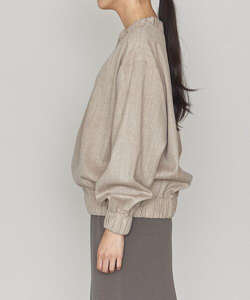 ASTRAET(アストラット)の「<ASTRAET(アストラット)>W/N フラノ クルーネック ブラウス(シャツ/ブラウス・レディース・ダークブラウン/ベージュ・FREE)」の5枚目の写真
