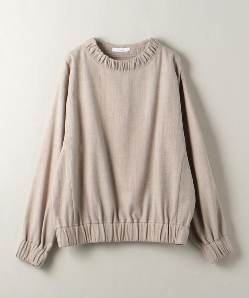 ASTRAET(アストラット)の「<ASTRAET(アストラット)>W/N フラノ クルーネック ブラウス(シャツ/ブラウス・レディース・ダークブラウン/ベージュ・FREE)」の4枚目の写真