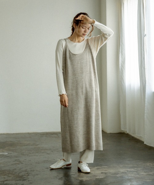 PUAL CE CIN（ピュアルセシン）の「ニット×ニットワンピースSET（アンサンブル・レディース・ベージュ/グレー/イエロー/アイボリー・FREE）」の21枚目の写真