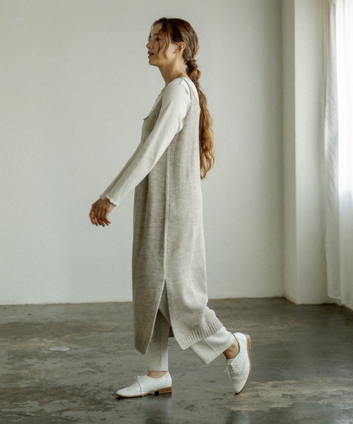 PUAL CE CIN（ピュアルセシン）の「ニット×ニットワンピースSET（アンサンブル・レディース・ベージュ/グレー/イエロー/アイボリー・FREE）」の17枚目の写真