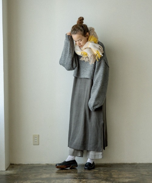 PUAL CE CIN（ピュアルセシン）の「ニット×ニットワンピースSET（アンサンブル・レディース・ベージュ/グレー/イエロー/アイボリー・FREE）」の7枚目の写真