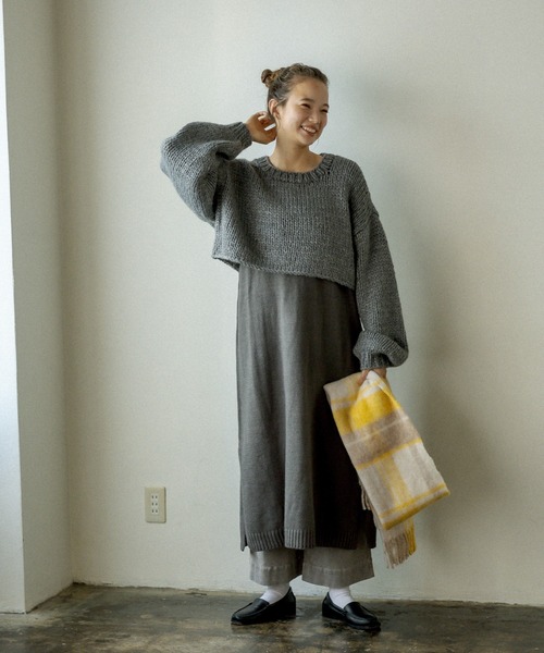 PUAL CE CIN（ピュアルセシン）の「ニット×ニットワンピースSET（アンサンブル・レディース・ベージュ/グレー/イエロー/アイボリー・FREE）」の18枚目の写真