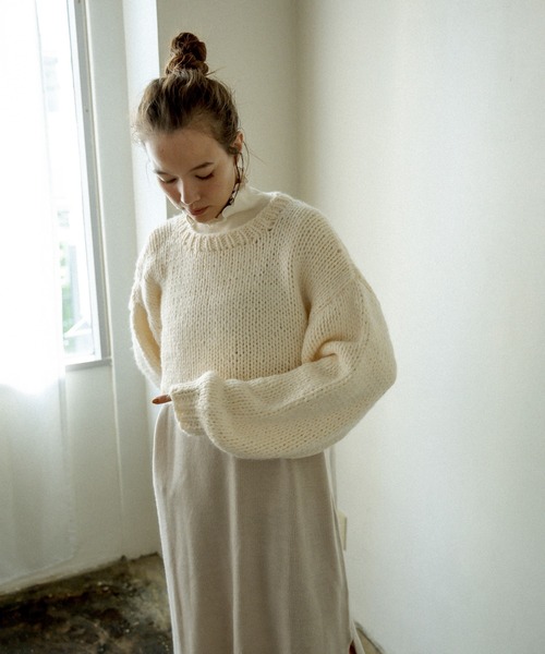 PUAL CE CIN（ピュアルセシン）の「ニット×ニットワンピースSET（アンサンブル・レディース・ベージュ/グレー/イエロー/アイボリー・FREE）」の5枚目の写真