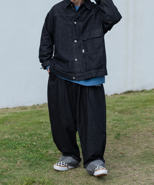 Perushu（ペルーシュ）の「ロールアップワイドデニムパンツ（デニムパンツ・メンズ・ブラック/インディゴブルー・SMALL/MEDIUM/LARGE）」の17枚目の写真