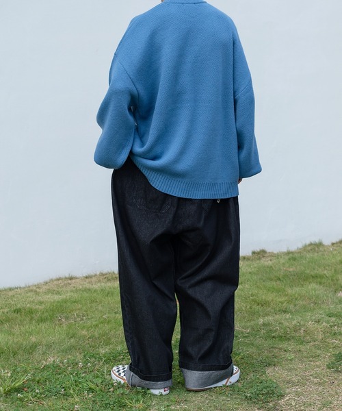 Perushu（ペルーシュ）の「ロールアップワイドデニムパンツ（デニムパンツ・メンズ・ブラック/インディゴブルー・SMALL/MEDIUM/LARGE）」の22枚目の写真