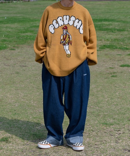 Perushu（ペルーシュ）の「ロールアップワイドデニムパンツ（デニムパンツ・メンズ・ブラック/インディゴブルー・SMALL/MEDIUM/LARGE）」の4枚目の写真