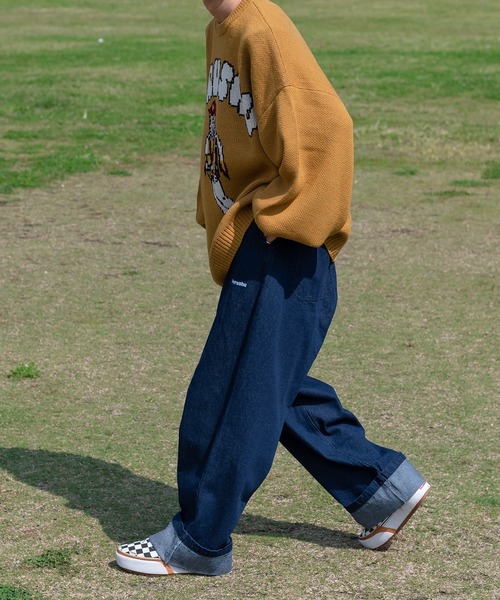 Perushu（ペルーシュ）の「ロールアップワイドデニムパンツ（デニムパンツ・メンズ・ブラック/インディゴブルー・SMALL/MEDIUM/LARGE）」の7枚目の写真