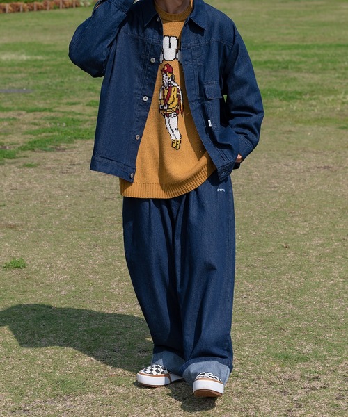 Perushu（ペルーシュ）の「ロールアップワイドデニムパンツ（デニムパンツ・メンズ・ブラック/インディゴブルー・SMALL/MEDIUM/LARGE）」の6枚目の写真