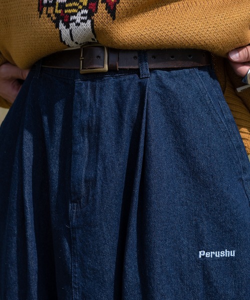 Perushu（ペルーシュ）の「ロールアップワイドデニムパンツ（デニムパンツ・メンズ・ブラック/インディゴブルー・SMALL/MEDIUM/LARGE）」の12枚目の写真