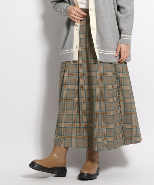 niko and...（ニコアンド）の「裏起毛ラップ風チェックスカート（スカート・レディース・ブラック/グレー/ネイビー/グリーン/ベージュ・MEDIUM/LARGE）」の3枚目の写真