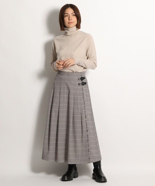 美品⭐️バーバリー アンゴラ混 ラップスカート グレー ベルト ノバチェック40L 美品⭐️バーバリー アンゴラ混 ラップスカート グレー ベルト