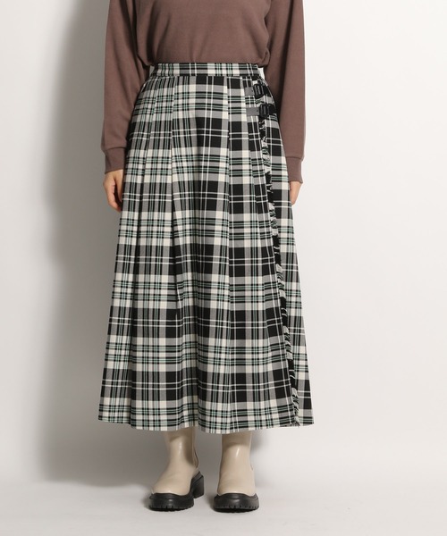 niko and...（ニコアンド）の「裏起毛ラップ風チェックスカート（スカート・レディース・ブラック/グレー/ネイビー/グリーン/ベージュ・MEDIUM/LARGE）」の11枚目の写真