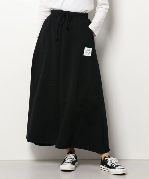 CONVERSE(コンバース)の「【CONVERSE/コンバース】裏毛マキシAラインスカート(スカート・レディース・ブラック/杢グレー/パープル・LARGE/MEDIUM)」の2枚目の写真