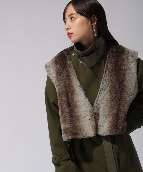 HARE ファー切り替えロングコート HARE（ハレ）の「ファーベストレイヤードロングコート(HARE