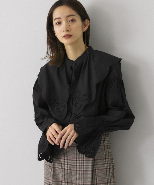 KBF(ケイビーエフ)の「スカラップ襟SETブラウス(シャツ/ブラウス・レディース・カーキ/オフホワイト/ブラック・ONE)」の3枚目の写真