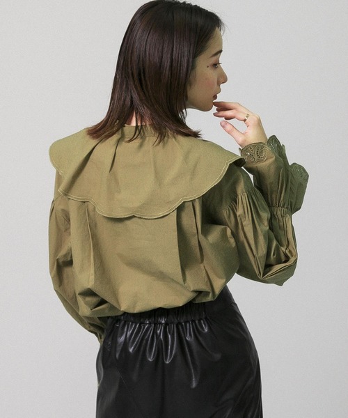 KBF(ケイビーエフ)の「スカラップ襟SETブラウス(シャツ/ブラウス・レディース・カーキ/オフホワイト/ブラック・ONE)」の17枚目の写真