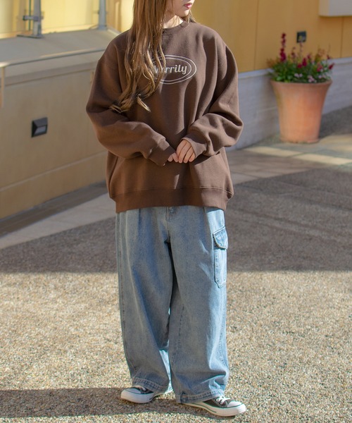 PairPair(ペアペア)の「裏起毛サークルロゴプルオーバー(ユニセックス)(スウェット・レディース・オートミール/アイボリー/ブラウン・FREE)」の15枚目の写真