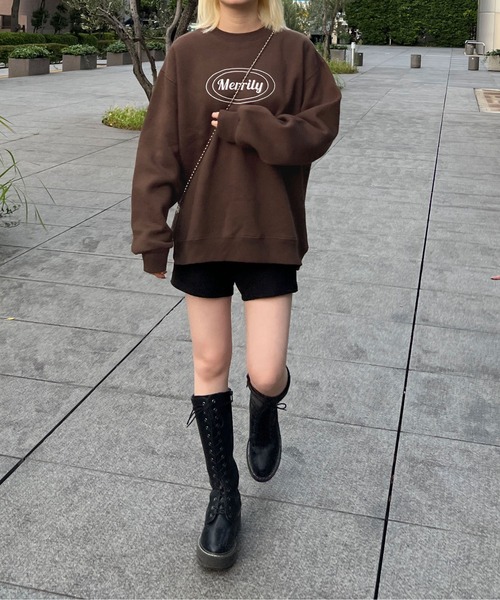 PairPair(ペアペア)の「裏起毛サークルロゴプルオーバー(ユニセックス)(スウェット・レディース・オートミール/アイボリー/ブラウン・FREE)」の6枚目の写真