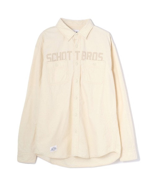 schott（ショット）の「【WEB LIMITED】Schott/ショット/CHAMBREY SHIRT/シャンブレーシャツ（シャツ/ブラウス・メンズ・ナチュラル/ブルー系その他・MEDIUM/LARGE/X-LARGE/XX-LARGE）」の4枚目の写真