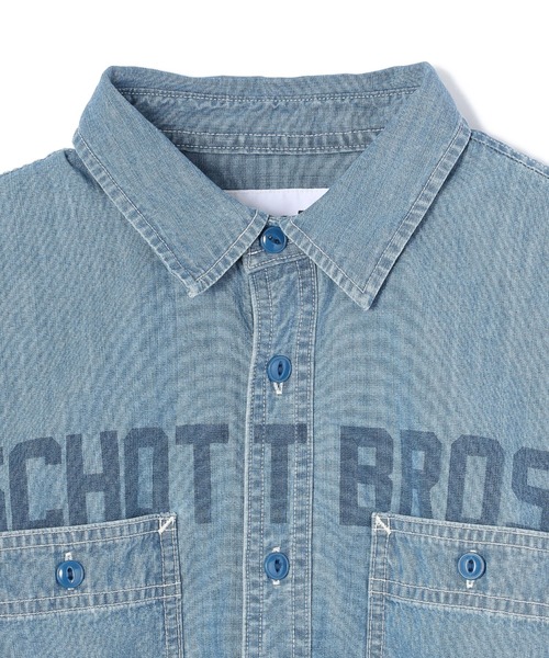 schott（ショット）の「【WEB LIMITED】Schott/ショット/CHAMBREY SHIRT/シャンブレーシャツ（シャツ/ブラウス・メンズ・ナチュラル/ブルー系その他・MEDIUM/LARGE/X-LARGE/XX-LARGE）」の7枚目の写真