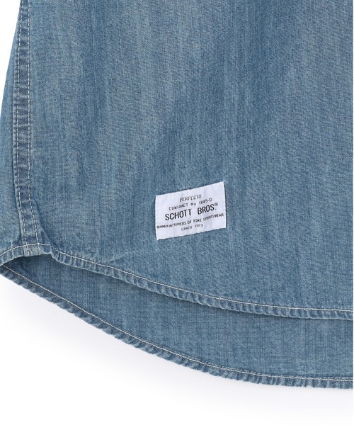 schott（ショット）の「【WEB LIMITED】Schott/ショット/CHAMBREY SHIRT/シャンブレーシャツ（シャツ/ブラウス・メンズ・ナチュラル/ブルー系その他・MEDIUM/LARGE/X-LARGE/XX-LARGE）」の12枚目の写真