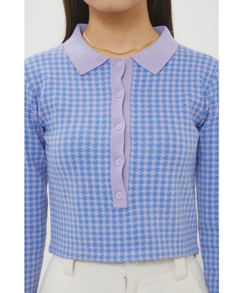 LAGUA GEM(ラグアジェム)の「HOUNDSTOOT COMPACT POLO(ニット/セーター・レディース・ネイビー/ライトグリーン/ライトパープル・FREE)」の7枚目の写真
