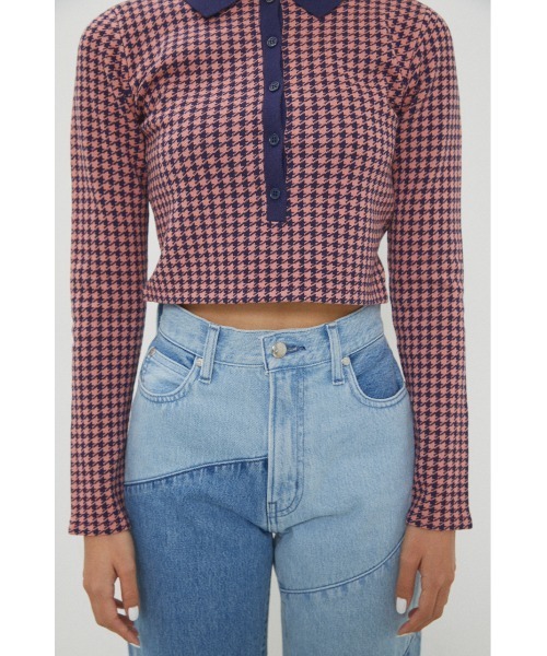 LAGUA GEM(ラグアジェム)の「HOUNDSTOOT COMPACT POLO(ニット/セーター・レディース・ネイビー/ライトグリーン/ライトパープル・FREE)」の6枚目の写真