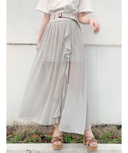 dazzlin(ダズリン)の「インナーパンツ付きシフォンフリルスカート(スカート・レディース・グレー/オレンジ・SMALL/MEDIUM)」の7枚目の写真