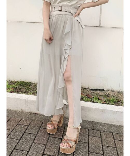 dazzlin(ダズリン)の「インナーパンツ付きシフォンフリルスカート(スカート・レディース・グレー/オレンジ・SMALL/MEDIUM)」の8枚目の写真