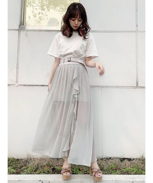 dazzlin(ダズリン)の「インナーパンツ付きシフォンフリルスカート(スカート・レディース・グレー/オレンジ・SMALL/MEDIUM)」の10枚目の写真