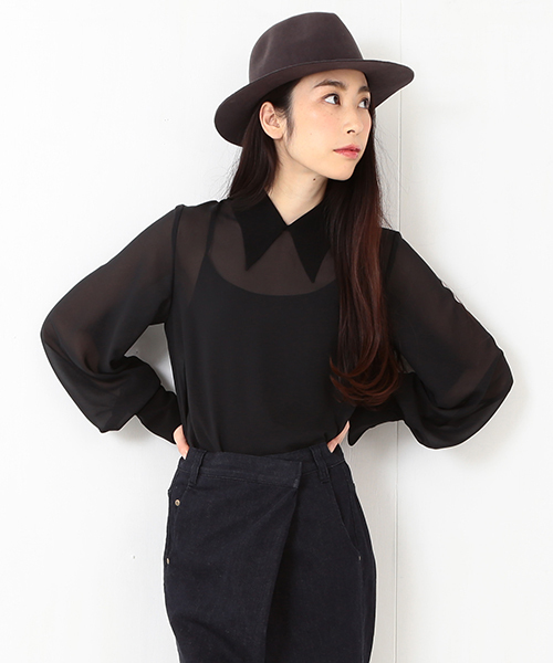 Ray BEAMS（レイビームス）の「RBS / シフォンロングカラー ブラウス（シャツ/ブラウス・レディース・ホワイト/ブラック・0/1）」の2枚目の写真