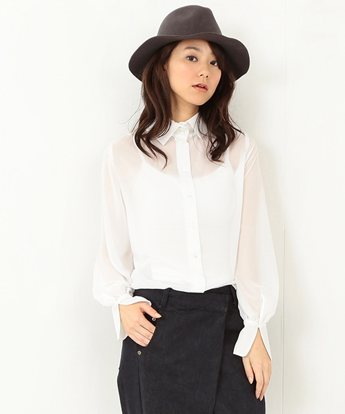 Ray BEAMS（レイビームス）の「RBS / シフォンロングカラー ブラウス（シャツ/ブラウス・レディース・ホワイト/ブラック・0/1）」の4枚目の写真