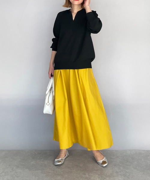 PICCIN（ピッチン）の「バックタック キーネックニット（ニット/セーター・レディース・ブラック/グリーン・M）」の21枚目の写真