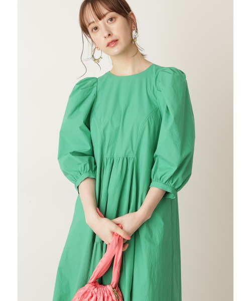 JILL STUART ワンピース ボリューム袖 緑 サイズ0 裏地付 傷汚れ有 JILL STUART（ジルスチュアート）の「◇アンドリューワンピース