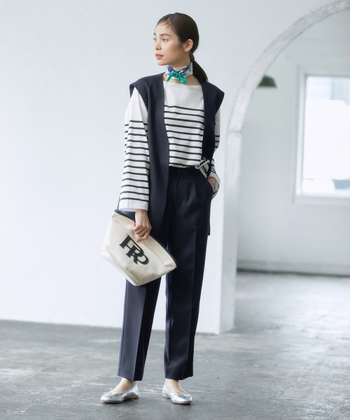 ROPE'（ロペ）の「【洗える】エステルソフトツイルイージータックテーパードパンツ /一部店舗限定（その他パンツ・レディース・ネイビー/オフホワイト・38）」の3枚目の写真