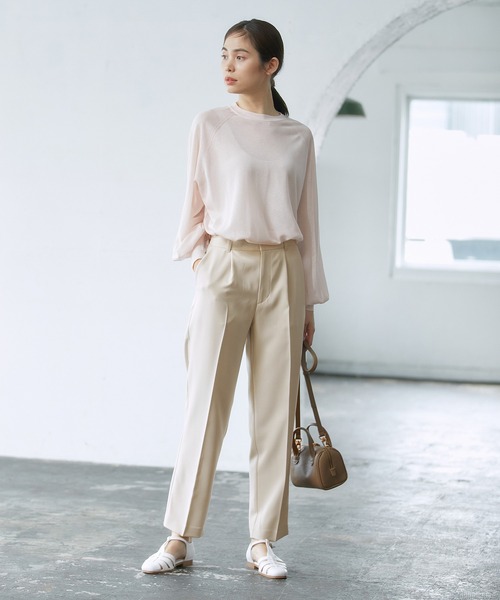 ROPE'（ロペ）の「【洗える】エステルソフトツイルイージータックテーパードパンツ /一部店舗限定（その他パンツ・レディース・ネイビー/オフホワイト・38）」の5枚目の写真